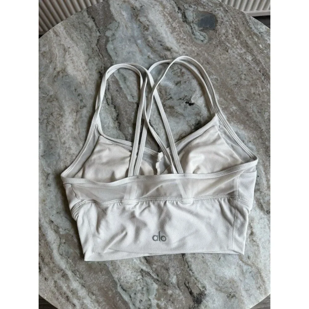 Alo Yoga Sneak Long Bra Strappy Sports Bra Size In Bone XS